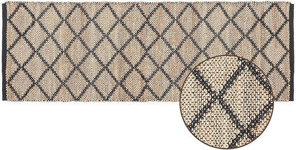 REDEARTH · Jute Cotton Area Rug, Sustainable Handwoven, Non-Shedding, Soft & Durable – Reversible, Neutral Tones for Home Décor in Living Room, Dining Room, Bedroom (Sierra Loom Black, 2'x6')
