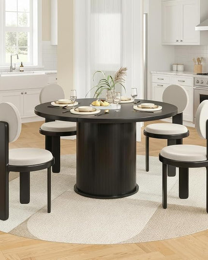 Farini 43" Round Dining Table for 4-6,Modern Kitchen Room Table with Wood Top & Sturdy Metal Base,Black