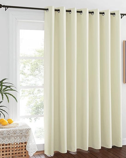 NICETOWN Blackout Sliding Door Curtains for Bedroom - Grommet Thermal Insulated Patio Door Drape Room Darkening Sound Reducing Window Treatment for Living Room (Beige, W100 x L84, 1 Panel)