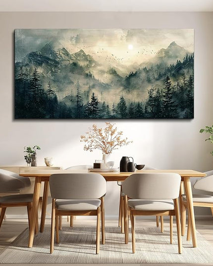 FUHAIHUA Canvas Wall Art For Living Room Framed Wall Decor For Bedroom Modern Office Wall Decoration Forest Fog Landscape Paintings Farmhouse Pictures Artwork Room Aesthetic Home Decor 20x40 In