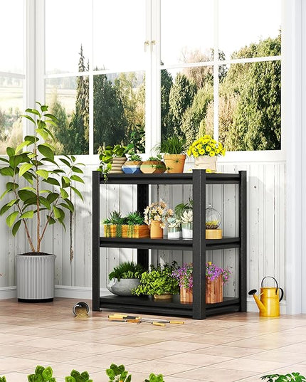 2-Tier Storage Shelves,1200 Lbs Metal Shelving Unit, Double-Layer Columns, Adjustable Reinforcing Shelves for Coffee Table in Living Room, Bedroom, Kitchen，Office(16''W*10''D*22''H)