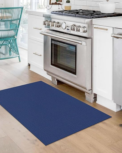 KOZYFLY Washable Area Rug 2x3 Ft Small Entryway Rug Indoor Door Mat Throw Rugs with Rubber Backing, Braided Cotton Floor Carpet for Front Entrance Bathroom Kitchen Foyer, Royal Blue