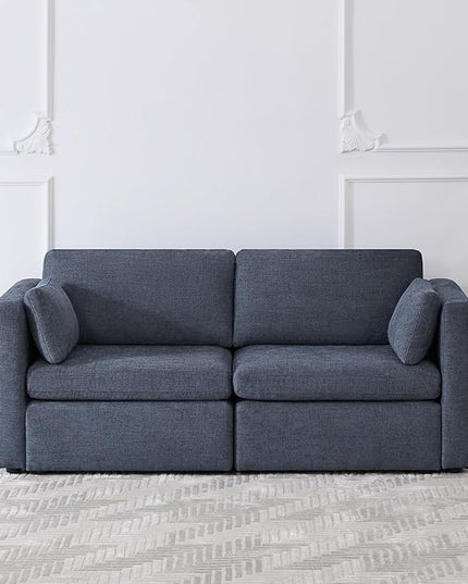 CHITA Small Modular Sectional Fabric Sofa Set, Extra Comfty Loveseat Cloud Couch, FSC Certified Modular Sectional Couch for Living Room, 78 inch Width,2 Seat Modular Sofa, Blue