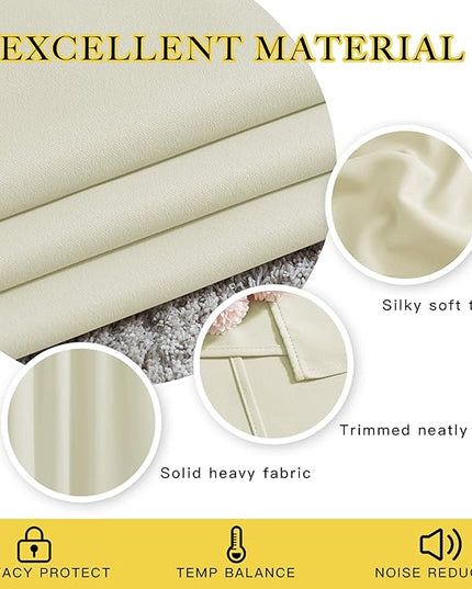 NICETOWN Room Darkening Window Curtains 90 inch Length - Thermal Insulated Grommet Light Blocking Solid Curtain Drapes for Bedroom/Living Room (Beige, Set of 2, 66" Wide Per Panel)
