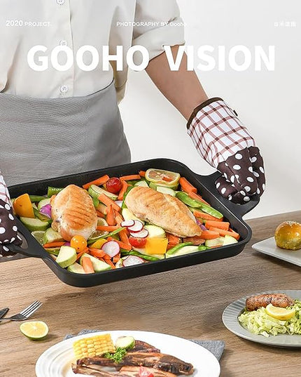 S·KITCHN Nonstick Grill Pan, Induction Stove Top Grill Plate, Glass Grilling Pan for Indoor, Gas Range Grill Panel/Skillet