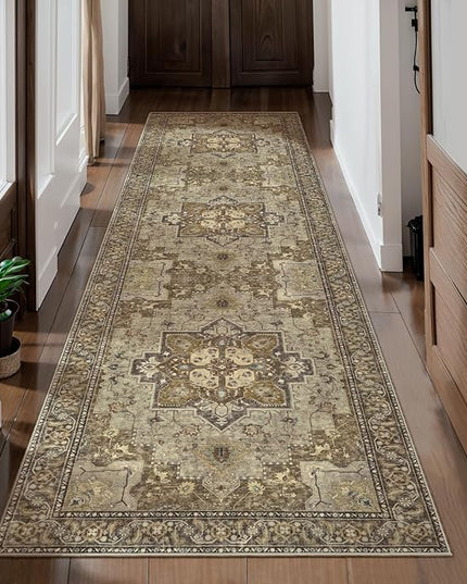 Ciicool Washable Runners Area Rug for Hallways, Ultra Soft 2'6 "x8' ft Boho Print Non-Slip Vintage Oriental Medallion Long Carpet for Kitchen Bedroom Laundry Bathroom