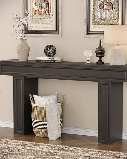 Rresyet 63 Inch Long Console Table, Sofa Table Behind Sofa, Wooden Entryway Table, Farmhouse Entryway Table for Entry, Hallway, Living Room (Black)