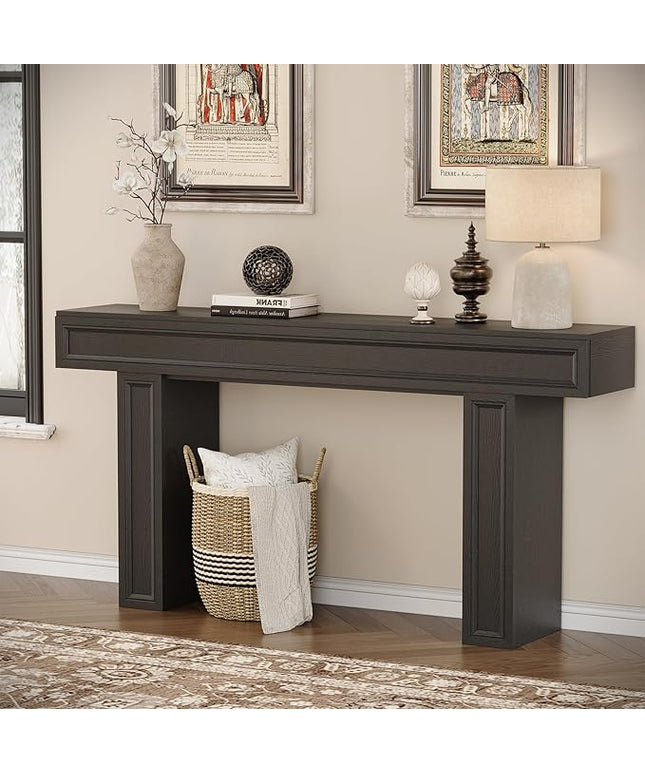Rresyet 63 Inch Long Console Table, Sofa Table Behind Sofa, Wooden Entryway Table, Farmhouse Entryway Table for Entry, Hallway, Living Room (Black)