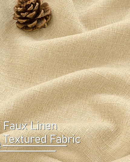 LAMIT Sand Linen Curtains for Small Windows 45 Inch Length 2 Panels, Thick Linen Textured Privacy Panels Grommet Light Filtering Burlap Drapes for Kitchen/Bedroom/Bathroom, 42 x 45 Inch