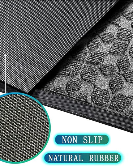 Bulijojo Sturdy Front Entrance Doormats,Durable Heavy Duty Welcome Mat,Thick Absorbent Natural Rubber Non Slip Mat,Easy Clean Entryway Mat 17"x30" Geometric Grey