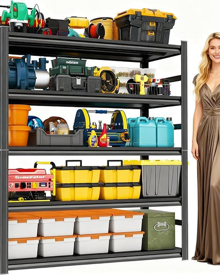 72'' Garage Storage Shelves,5-Tier Shelving Unit,Metal Shelving Capable of Bearing 3000lbs, Suitable for Warehouse, Kitchen,Basement, Garage Shelf