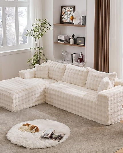 TYBOATLE 107’’ Boneless Slow-Rebound Memory Foam Couch, Cloud Sectional Couches for Living Room w/Upgraded Fabric, Deep Seat Comfy Fluffy L Shaped Modular Sectional Sofa