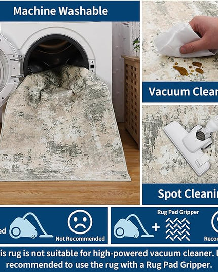 Modern Abstract 2x10 Runner Rug Washable Non Slip Stain Resistant Rug for Hallway Kitchen Bedroom Non Shedding Low Pile Indoor Floor Cover,Grey Yellow