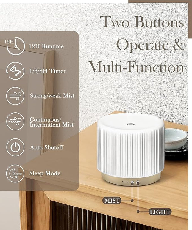 280ml Ceramic Essential Oil Diffuser,Ultrasonic Cool Mist Decorative Aromatherapy Diffuser with Auto Shut-Off,Quiet Operation,3 Timer Settings for Large Rooms,Home,Office,SPA,Yoga & Bedroom