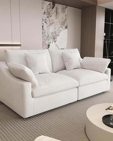 Cloud Modular Sectional Sofa Couch for Livingroom,82inch Down Filled Convertible Sectional Sofa for Living Room Set,Wide Seat LoveSofa,Covers Washable&Replaceable, White