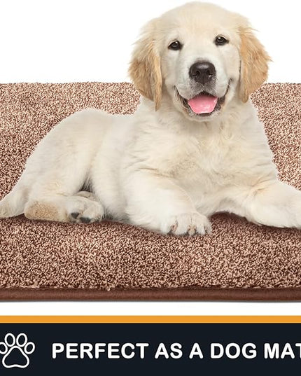 PURRUGS Dirt Trapping Door Mat 34" x 59", Non-Slip Machine Washable Entry Rug, Shoe Scraper, Dog Doormat, Super Absorbent Welcome Mat for Front & Back Door, Muddy Shoes & Paws, Brown-Light Cream
