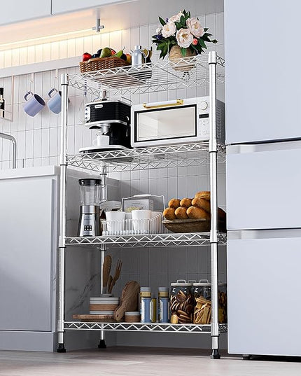 1000 lbs Storage Shelving 4-Tier Utility Shelving Unit Steel Organizer Wire Rack for Home,Kitchen,Office,Chrome (13.7" D x 23.6" W x 53.4" H)