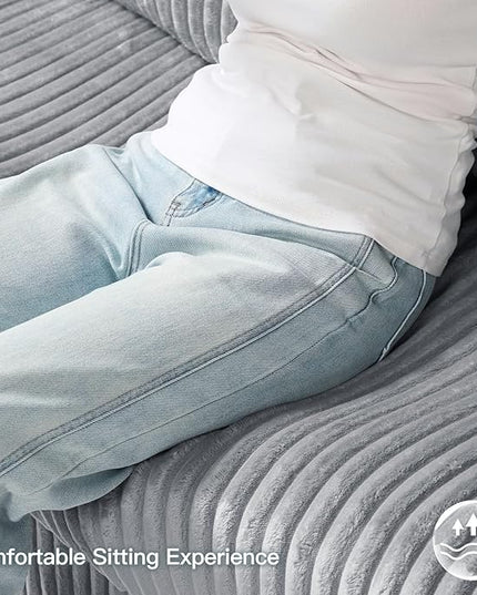 Belffin Convertible Sectional Couch with Chaise Corner Sectional Sofa L Shaped Couch Reversible Corner Upholstered Couches for Living Room Corduroy (Light Grey, V Shaped)