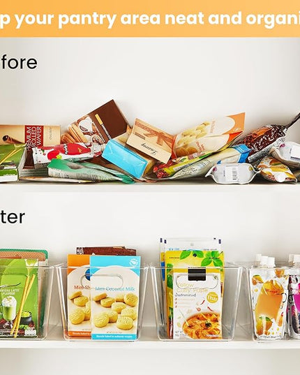 YIHONG Clear Plastic Storage Bins, 8 Pack Pantry Organizer Bins with Handle for Kitchen, Freezer,Cabinet,Closet Organization and Storage