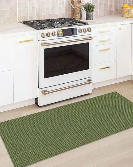 KOZYFLY Runners for Hallways 2x5 ft Washable Kitchen Runner Non Slip Rubber Backed Hall Runners Cotton Entryway Runner Rugs Floor Carpet for Indoor Backdoor Bedroom Kitchen, Bright Green/Earthy Green