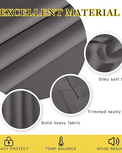 NICETOWN Grey Blackout Extra Wide Bedroom Curtain 63 inch Long, Grommet Room Darkening Thermal Insulated Sound Reducing Window Treatments for Kids Room/Laundry, 1 Panel, W100 x L63