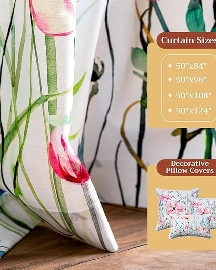 Maison d' Hermine Curtains for Living Room 100% Cotton 84 inch Length One Panel Light Filtering Curtains for Bedroom Windows with Rod and Loop Pockets Drapes (Delphinium White, 50" W x 84" L)