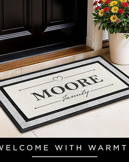 My Sign Center Door Mat, Personalized Doormat, Custom Family Mat for Front Door, Indoor/Outdoor, Housewarming Gift, Heavy Duty Slip Resistant Backing,18x30 Inches, Polyester Top Made in USA