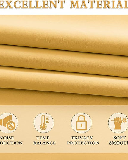 DONREN Mustard Yellow Curtains for Bedroom - Blackout Thermal Insulated Curtain Panels with Rod Pocket (52 by 63 Inch,2 Panels)
