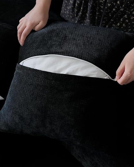 JACH V-Shaped Modular Sectional Sofas for Living Room, Modern Cloud Couch, Mid Century Modern Modular Sofa, Cozy Sleeper Sofa for Living Room (Linen Fabric, Black)