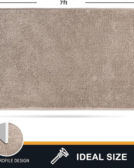PURRUGS Easy Care Area Rug 4.5ft x 7ft, Non-Slip Washable Entryway Rug, Dog Door Mat, Stain Resistant Accent Rug for Hallway, Living Room, Bedroom and Mudroom, Taupe
