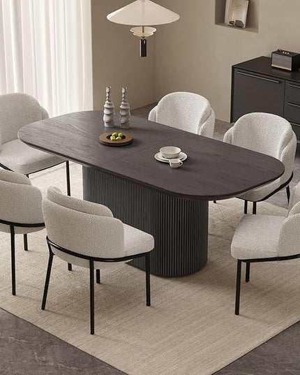 Guyii 7-Piece Oval Dining Table Set, 70" Modern Kitchen Table with 6 Chairs, Indoor Rectangular Dining Room Table for Kitchen, Living Room, Black