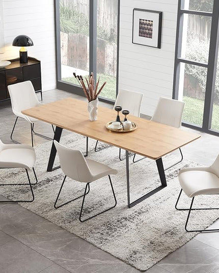 ZckyCine 51"-67" Expandable Modern Dining Table | Rectangular Solid Wood Extendable Design | Space-Saving Multifunctional Kitchen & Home Furniture for Small Spaces, Family Dining Rooms
