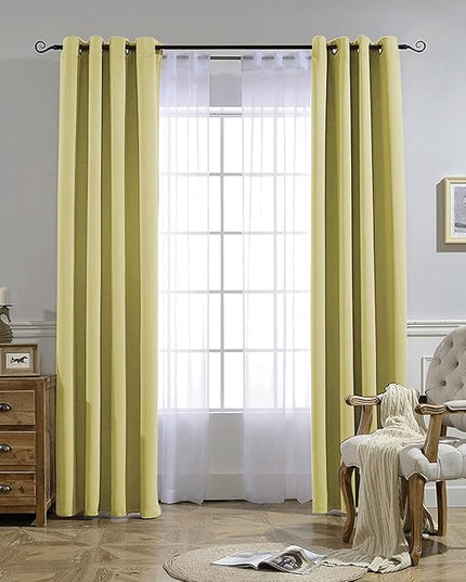NICETOWN Paler Yellow Room Darkening Curtains for Living Room, Window Treatment Thermal Insulated Room Darkening Grommet Drapes Sound Dampening for Bedroom, 2 Panels, W37 x L72