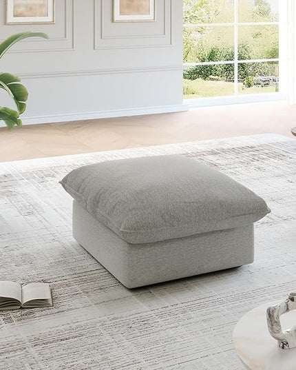 Cloud Movable Ottoman, Waterproof Down Filled Modular Sectional Sofa, High Backrest Sectional Couches for Living Room, Modern Modular Couch with Removable Cover, Light Gray