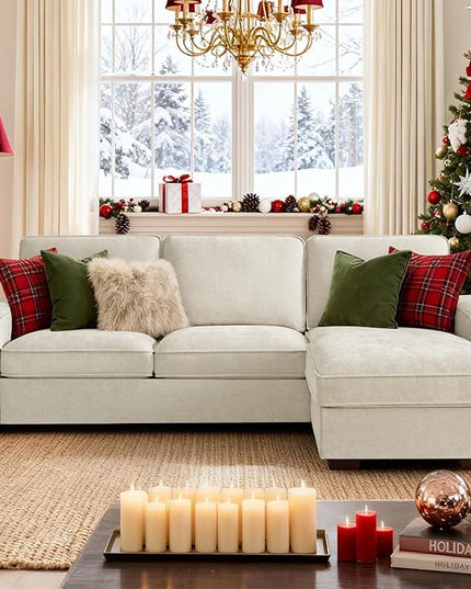 PARKOL 99" L-Shaped Sectional Couch with Storage, Sofa with Reversible Chaise, USB Type-C Charging, Chenille Fabric, Removable Cushion Covers, for Small Space, Apartment, Living Room, Beige