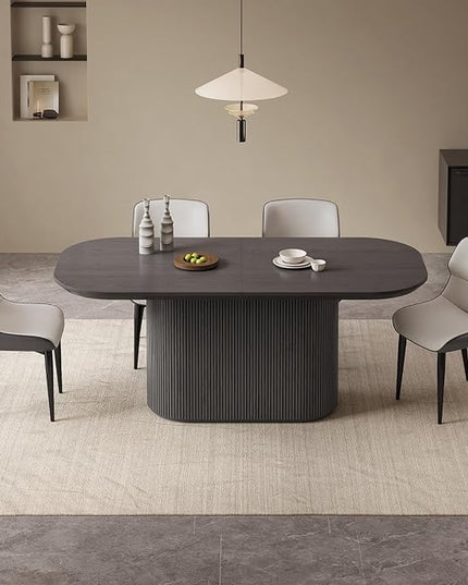 Guyii 70" Oval Dining Table Set with 4 Chairs, Modern Kitchen Table Set, Indoor Rectangular Dining Room Table for Kitchen, Bar, Living Room, Home, Black