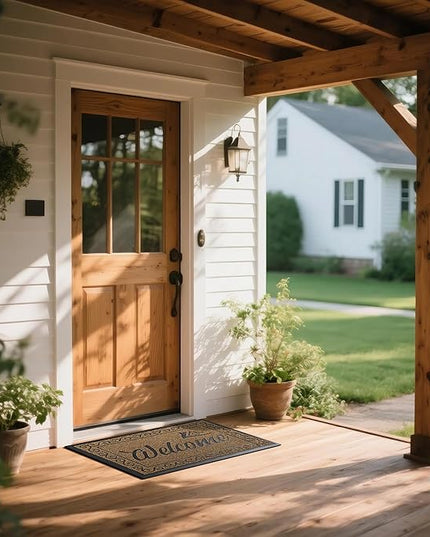 Yimobra Welcome Mat, Heavy Duty Sturdy Door Mats for Home Entrance Outdoor Indoor, Front Doormat for Outside Patio Floor Entry Porch Garage Office, Waterproof, Low Profile, 36x24, Brown