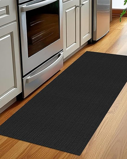 KOZYFLY Washable Runner Rug 2x5 Ft Runners for Hallways Rubber Backed Throw Rug, Braided Cotton Entryway Runner Indoor, Carpet Runners for Hallway Kitchen Entryway Bedroom, Black/Grey
