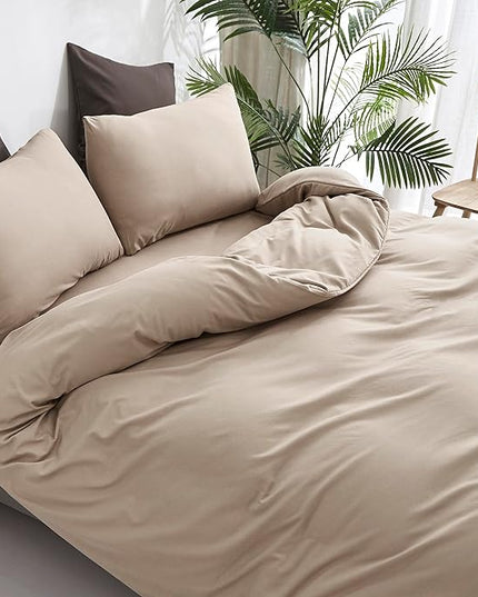 CLOTHKNOW Khaki California King Comforter Set 3Pcs Taupe Bedding Comforter Sets All Season Light Brown Comforter Soft Tan Comforter with 2 x Pillow Cases