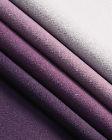Estelar Textiler Purple and Greyish White Blackout Curtains for Bedroom 63 Inch Length 2 Panels Set, Full Room Darkening Thermal Insulated Grommet Top Ombre Window Drapes for Living Room,W52xL63