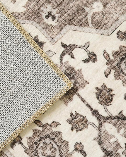 Washable Oriental Hallway Runner Rug - 3x20 Rugs for Living Room Soft Carpet for Bedroom Kitchen Waterproof Floral Distressed Indoor Stain Resistant Non-Shedding Floor Carpets (Beige, 3X20)