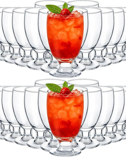 Patelai Set of 30 Clear Glasses 10.5 oz Water Goblet Glass Stemmed Water Glasses for Juice Wine Beer Tea Milk Cold Beverages Drinks Dishwasher Safe