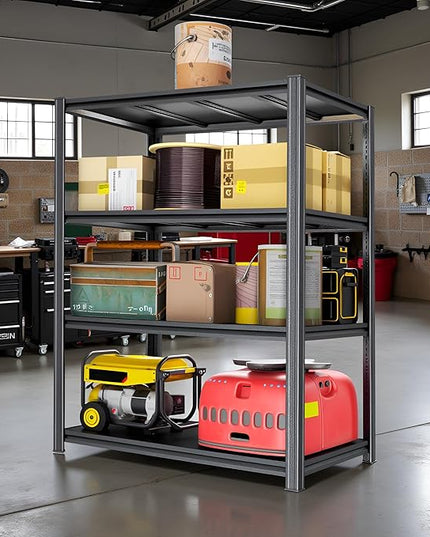 Metal Garage Shelving Unit, Heavy Duty 4-Tier Adjustable Storage Rack, Steel Shelving, 2000 lbs Capacity, Industrial Shelves for Heavy Tools and Equipment (54" H x 40" W x 18" D)
