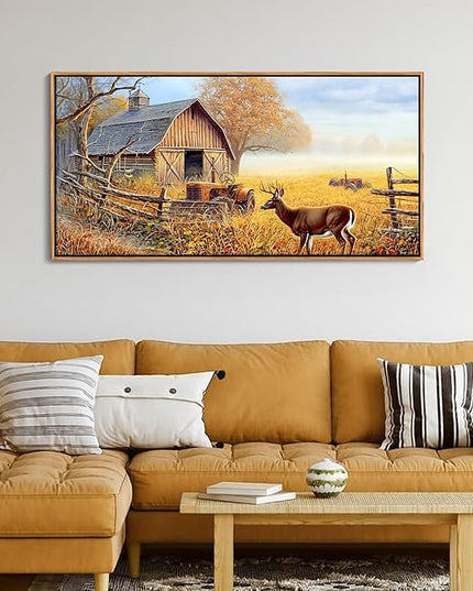 JEAWA Animal Canvas Wall Art Decor - Deer Canvas for Wall Decor, Farm Artwork Decor, Large Framed Wall Art for Living Room Bedroom, 24x48 IN