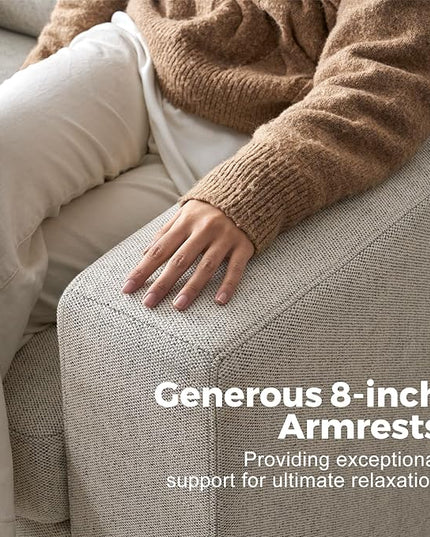 ABCASA 85" W Loveseat Couches for Living Room,Modern Linen Sofa with Removable Cover, Wide Armrest, Solid Wood Frame, Medium Firm Seat Cushion for Bedroom Office Apartment, Easy to Install, Oatmeal