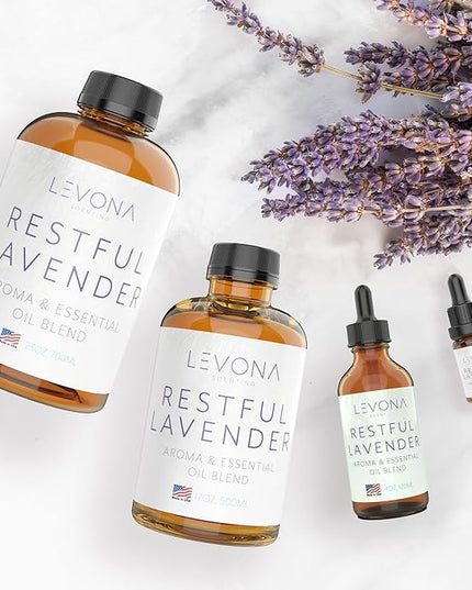 Levona Scent Essential Oils - Scents for Home, Hotel & Office Use - Perfect for Home Diffuser & Humidifiers - Aroma Fragrance Oil, Ideal for Massage, Relaxation, and Spa - Restful Lavender, 120ml