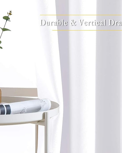 NICETOWN White Curtains 84 inch Length 2 Panels Set for Living Room - Thermal Insulated Window Treatment Grommet 50% Room Darkening for Bedroom, W37 x L84