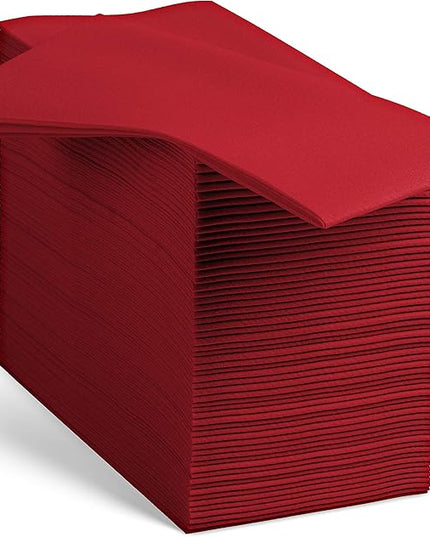 100 Linen-Feel Colored Paper Napkins - Decorative Cloth-Like Burgundy Dinner Napkins - Soft And Absorbent. For Kitchen, Party, Wedding, Bathroom Or Any Occasion. (Pack of 100)