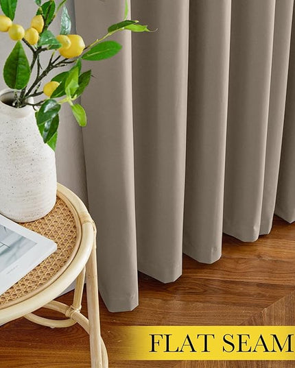 NICETOWN 100% Blackout Tan Curtains for Travel, Grommet Lightweight Portable Window Treatments Thermal Curtains Easy to Install for Living Room/Bedroom, W52 x L72, 2 Panels