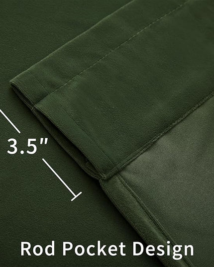 Joydeco Olive Green Velvet Curtains 102 inch Length 2 Panels, Luxury Blackout Rod Pocket Thermal Insulated Window Curtains, Super Soft Room Darkening Drapes for Living Room Bedroom,W52 x L102 inches